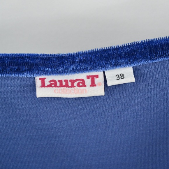 Vtg Y2k Blue Velvet Dress Womens Size 38 Cowl Neck Velour Whimsigoth Holiday - Picture 8 of 14